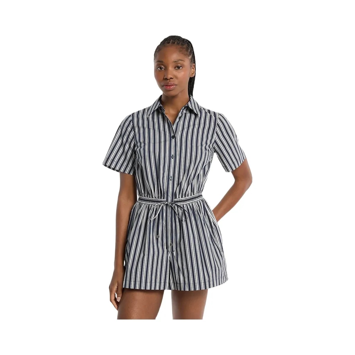 Michael Kors Striped Cotton Poplin Romper Midnightblue - HypeFly India View 1