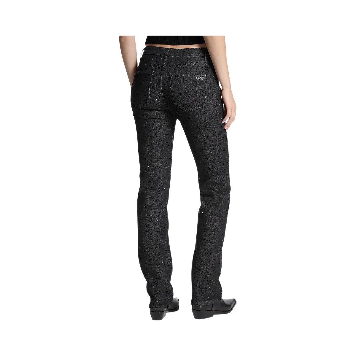 Michael Kors Studded Stretch Denim Cigarette Jeans Black Rinse - HypeFly India View 2