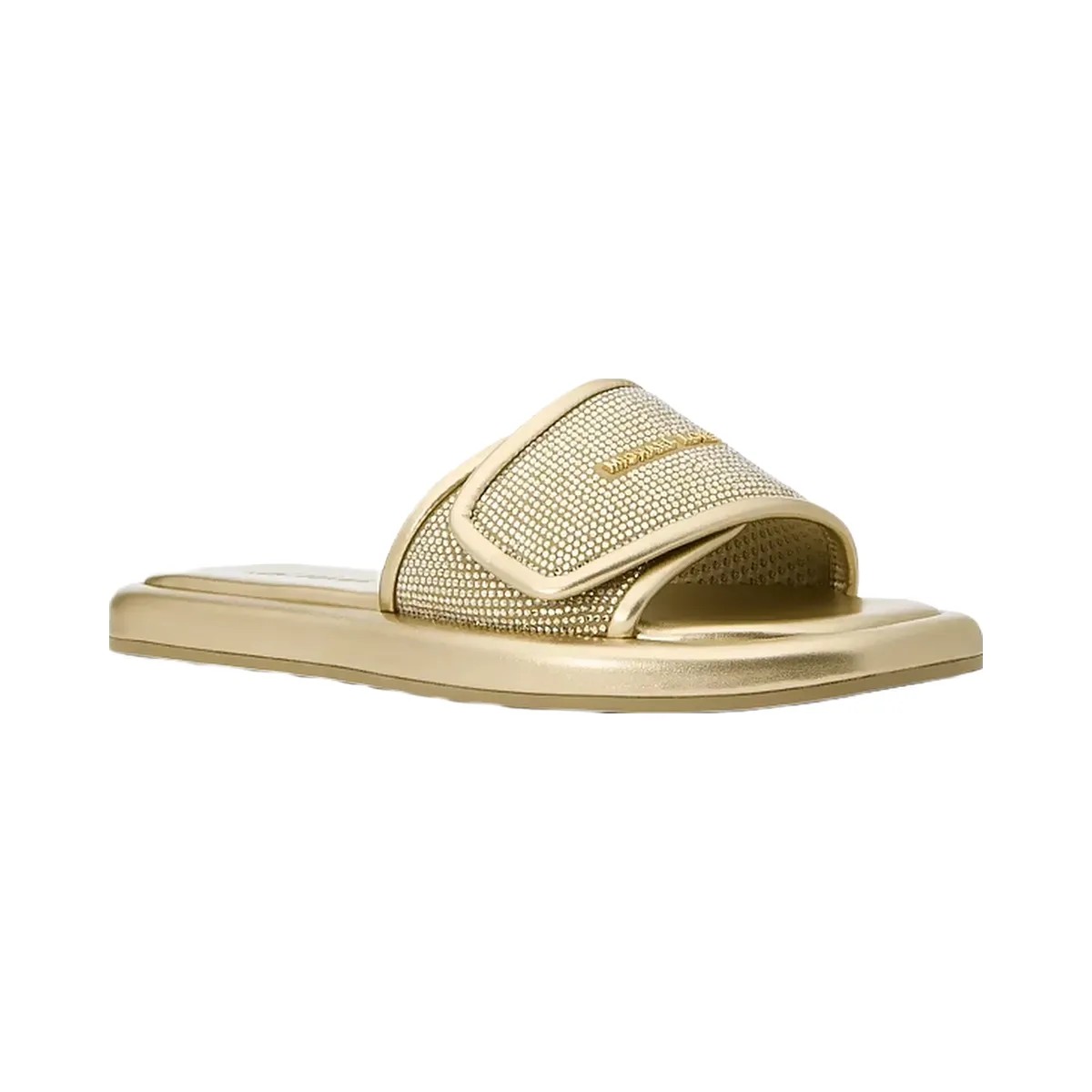 Michael Kors Suki Embellished Metallic Slide Sandal Pale Gold - HypeFly India View 1