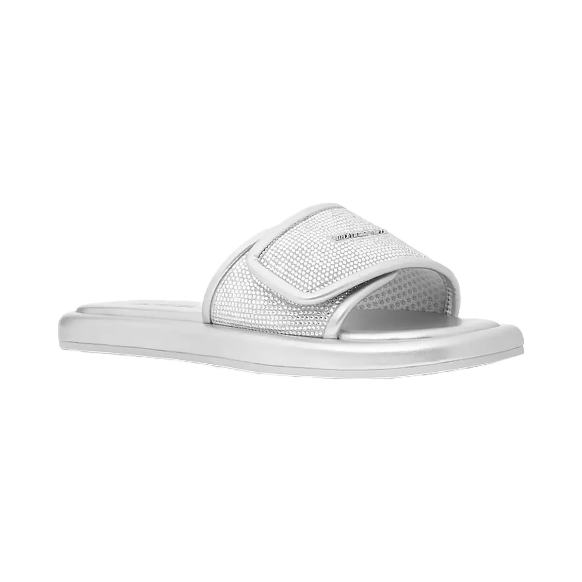 Michael Kors Suki Embellished Metallic Slide Sandal Silver - HypeFly India View 1