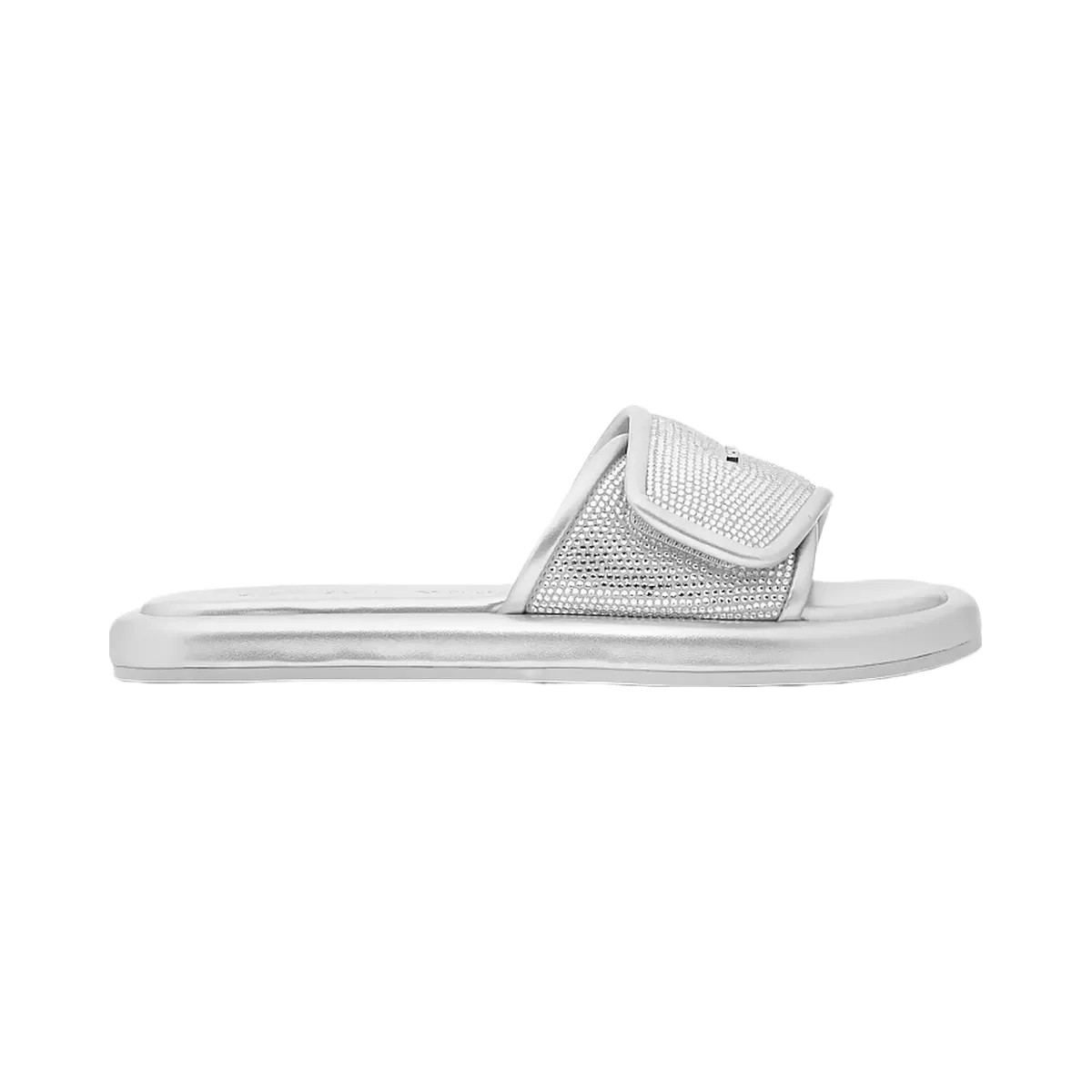 Michael Kors Suki Embellished Metallic Slide Sandal Silver - HypeFly India View 2