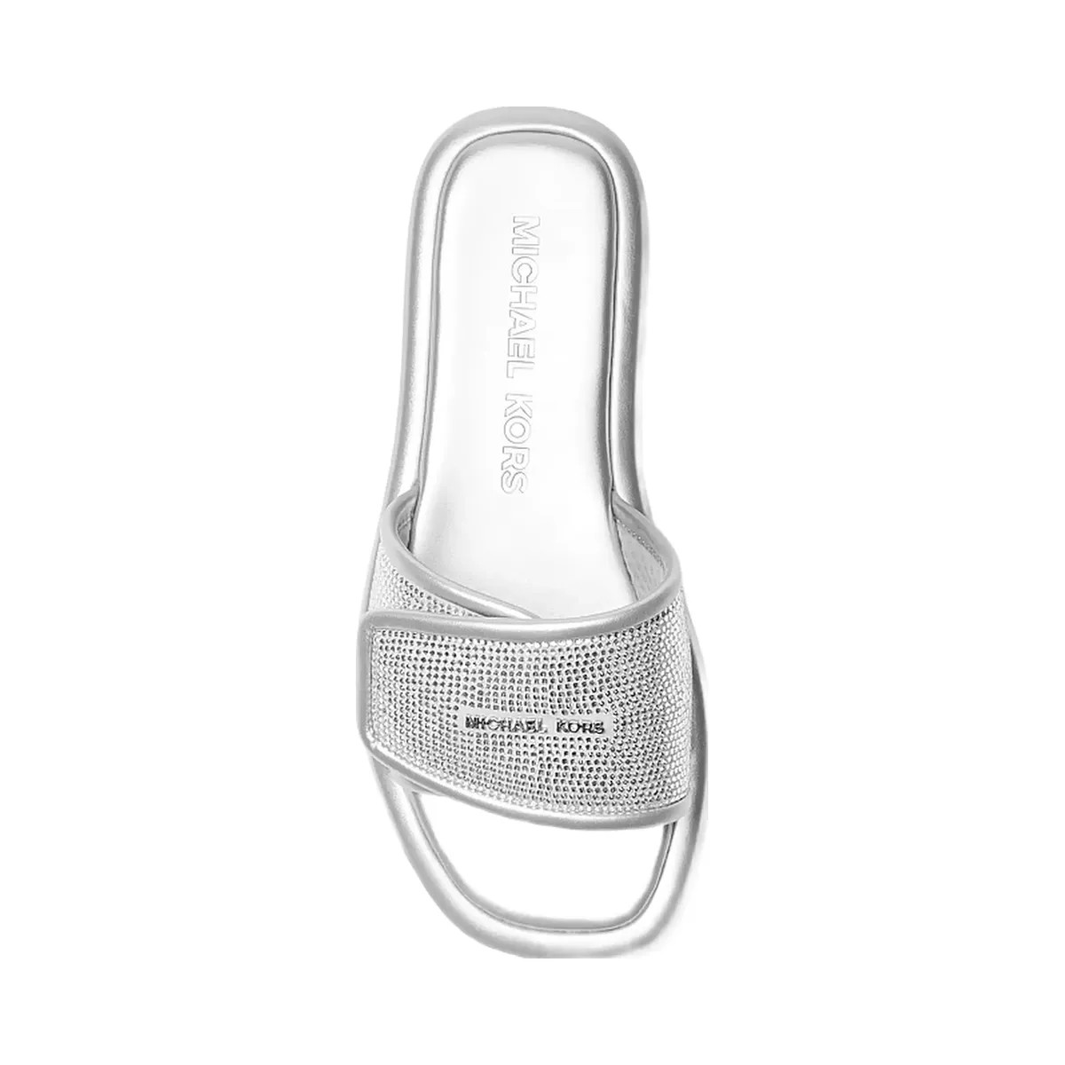 Michael Kors Suki Embellished Metallic Slide Sandal Silver - HypeFly India View 3