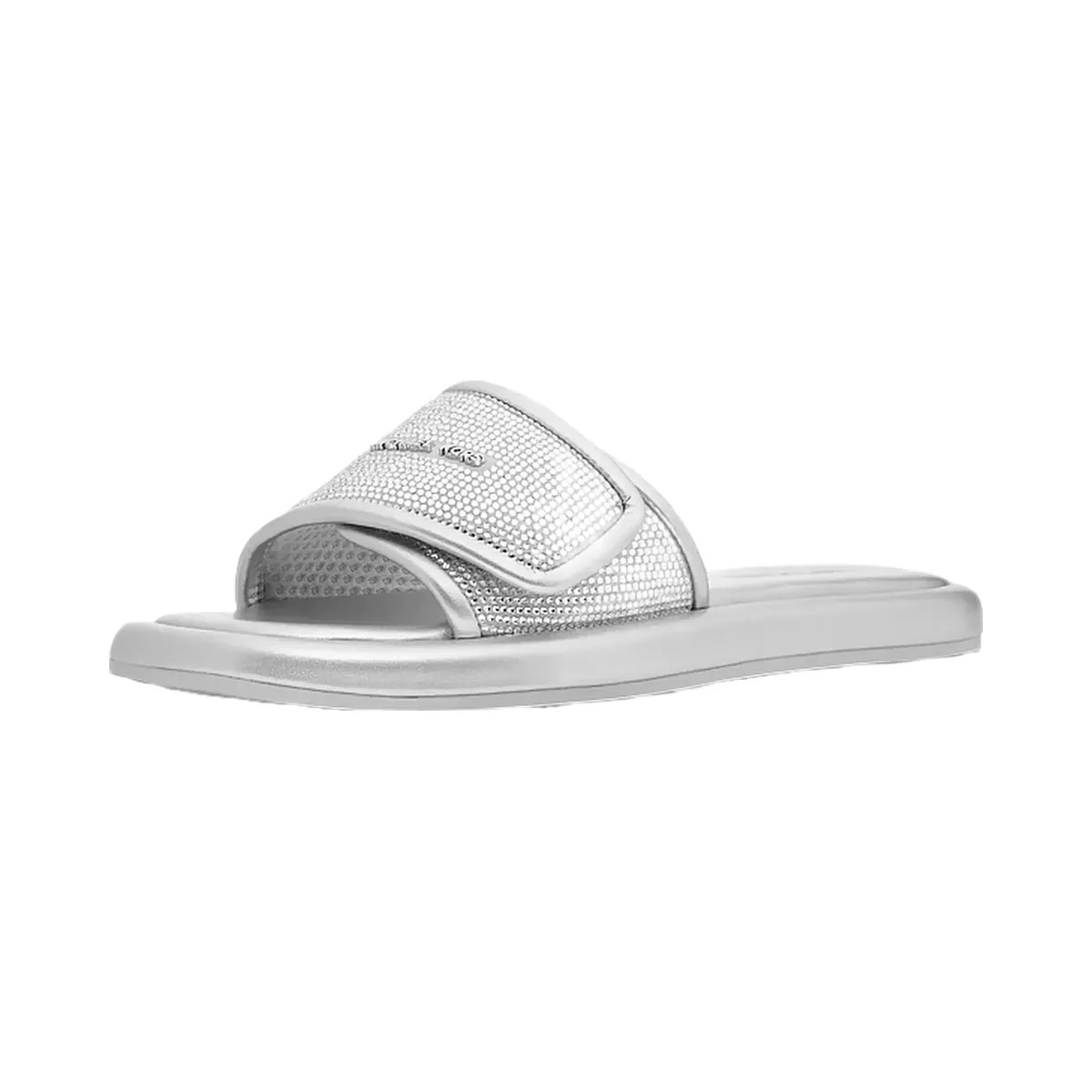Michael Kors Suki Embellished Metallic Slide Sandal Silver - HypeFly India View 4