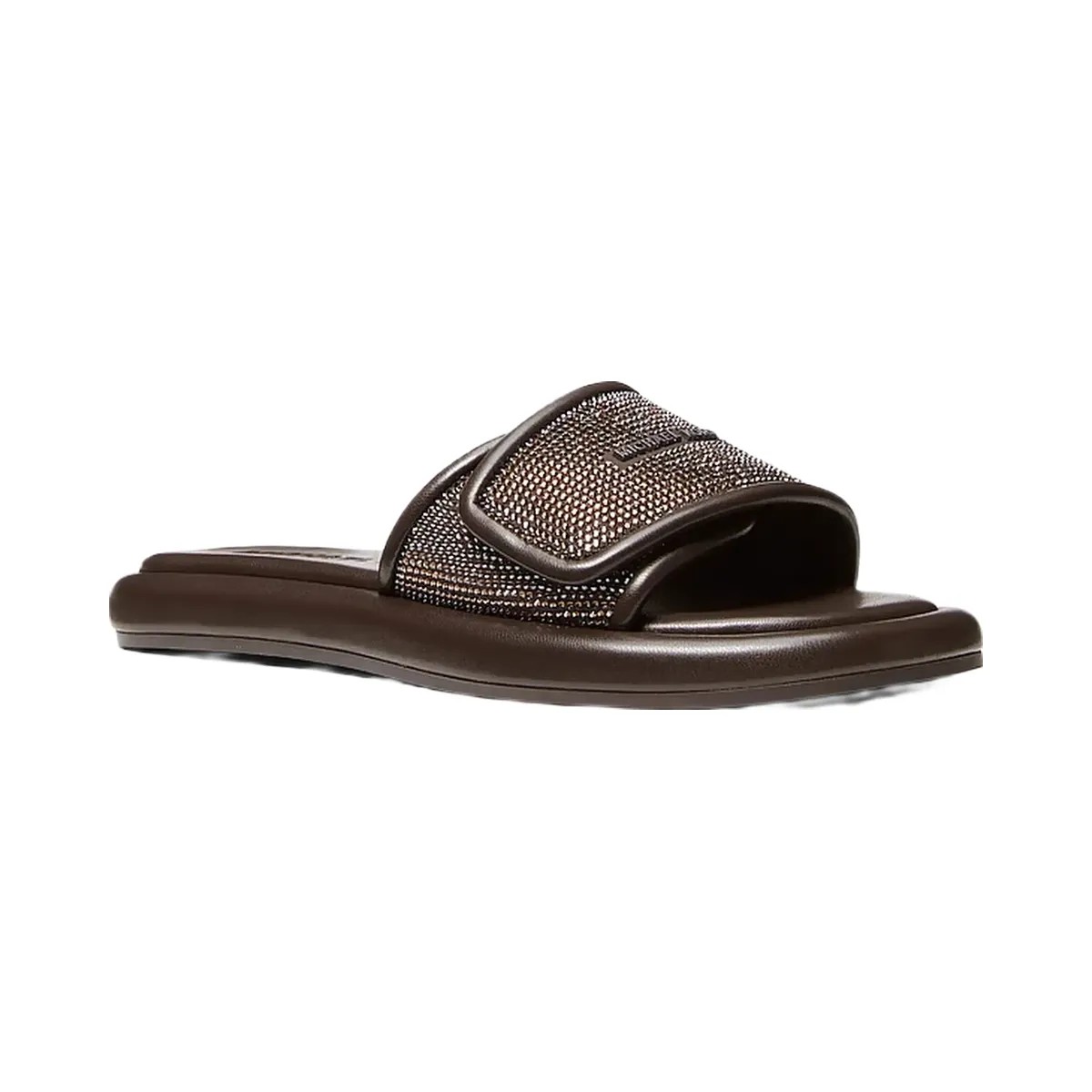 Michael Kors Suki Embellished Slide Sandal Chocolate - HypeFly India View 1