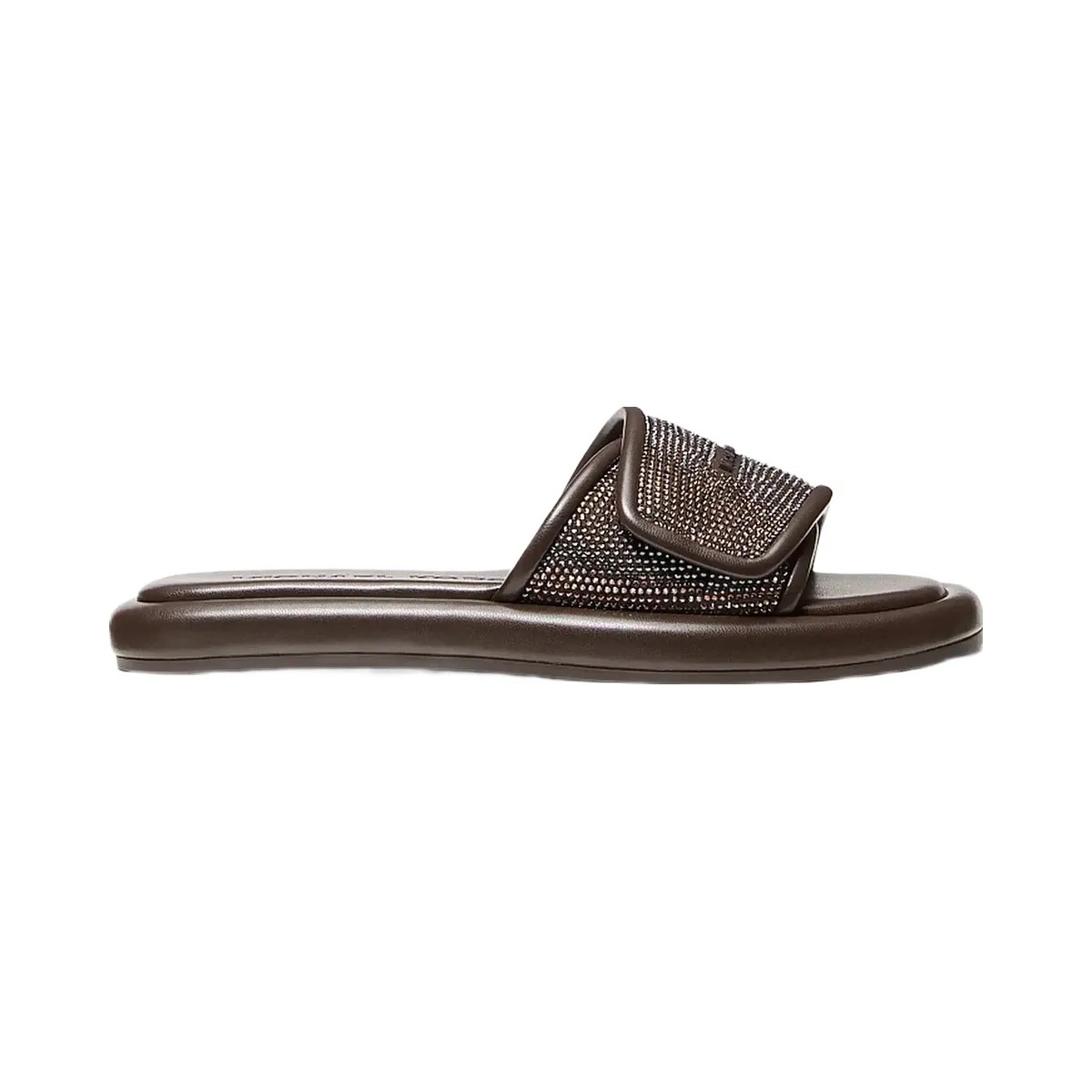 Michael Kors Suki Embellished Slide Sandal Chocolate - HypeFly India View 2