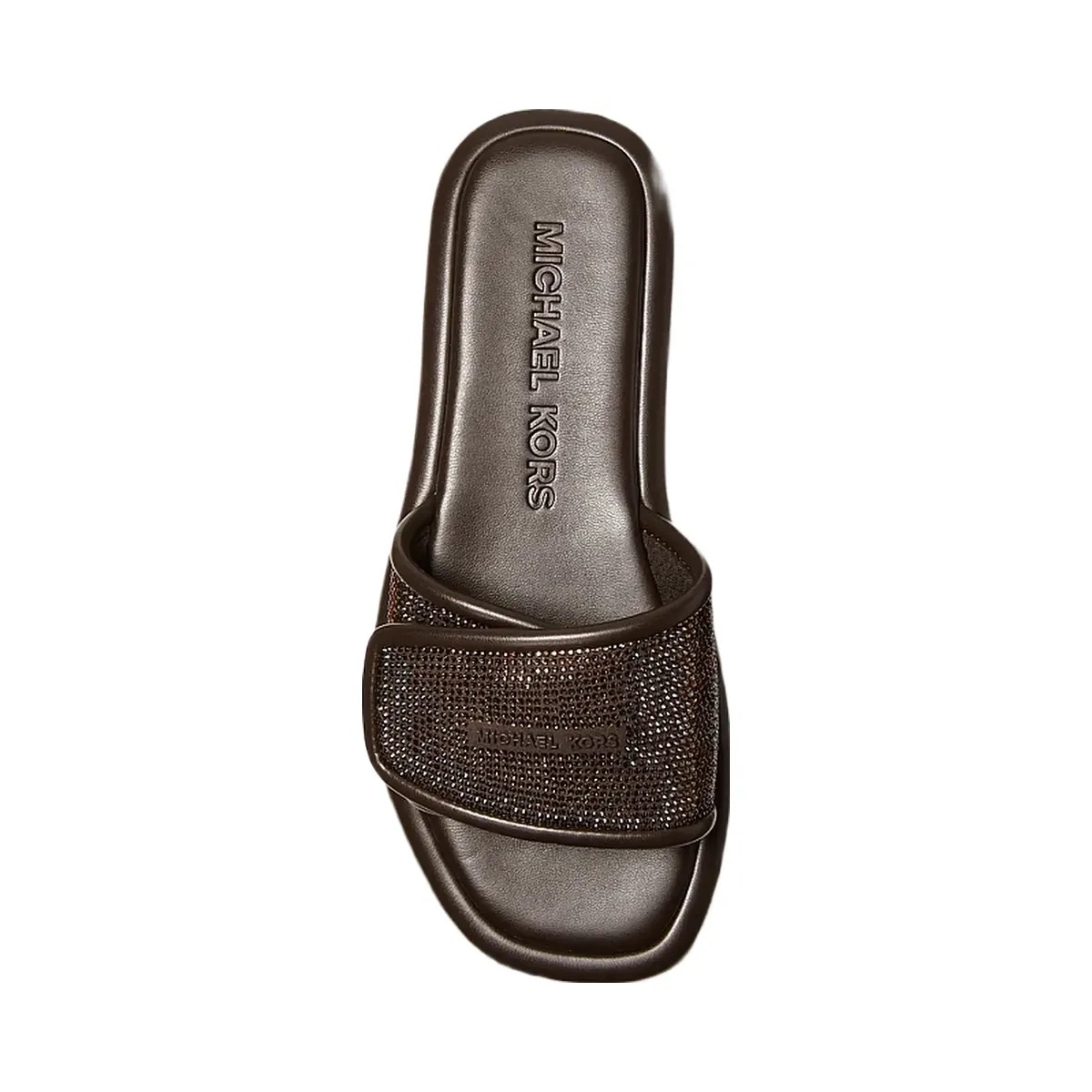 Michael Kors Suki Embellished Slide Sandal Chocolate - HypeFly India View 3
