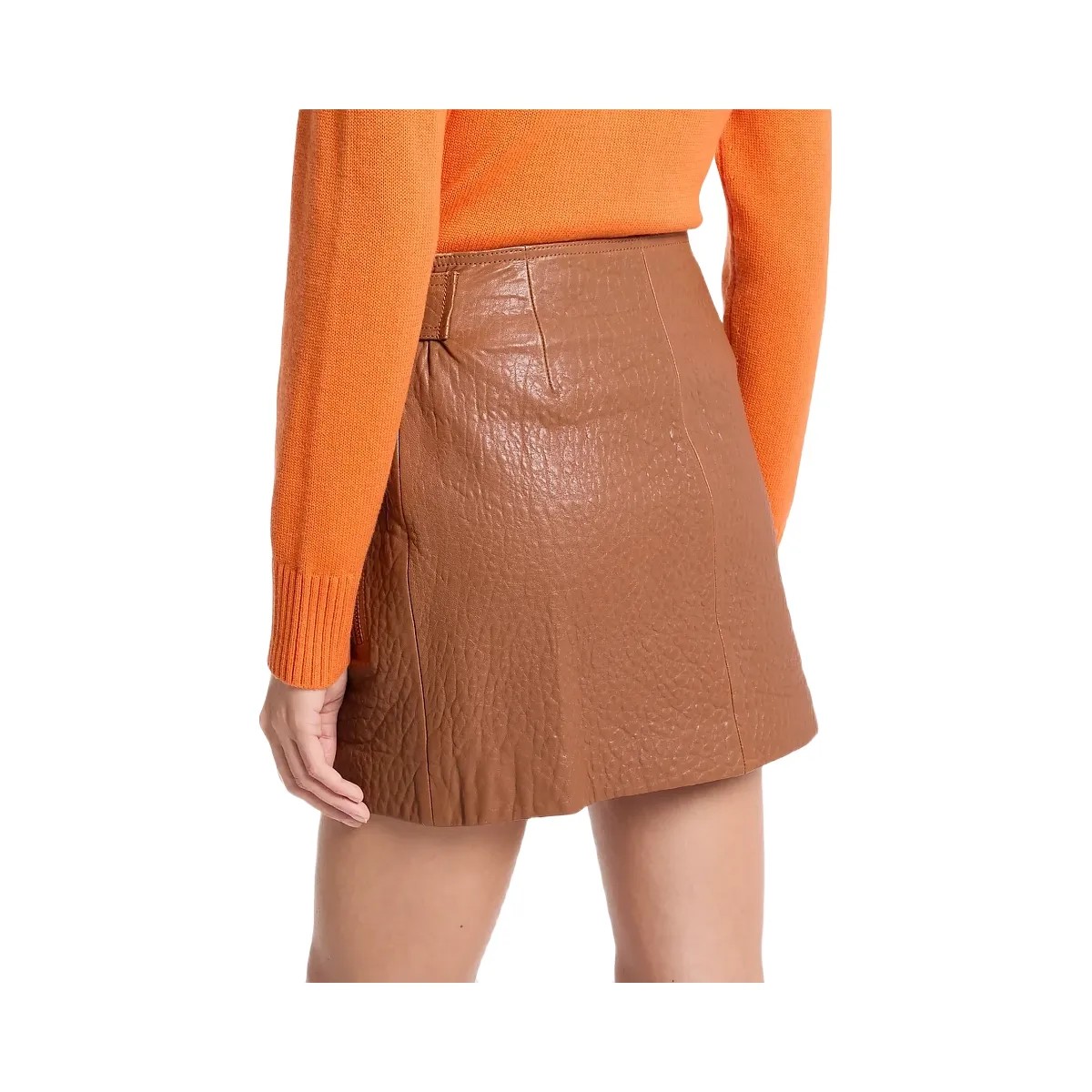Michael Kors Textured Leather Wrap Skirt Luggage - HypeFly India View 2