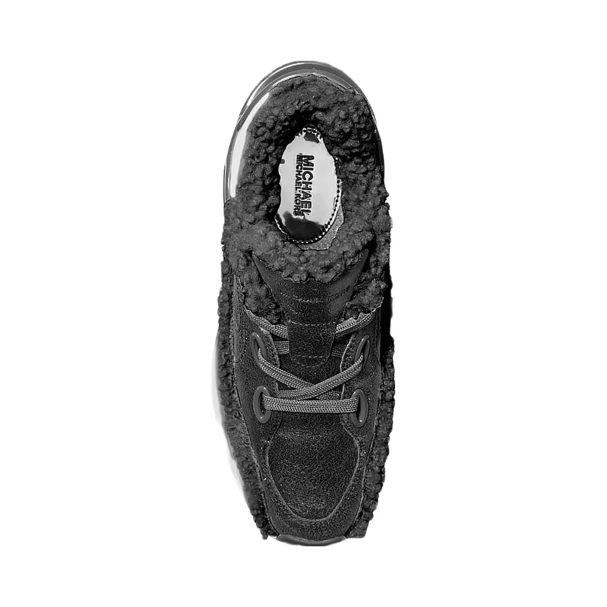 Michael Kors Toni Distressed Leather and Sherpa Trainer Black - HypeFly India View 3