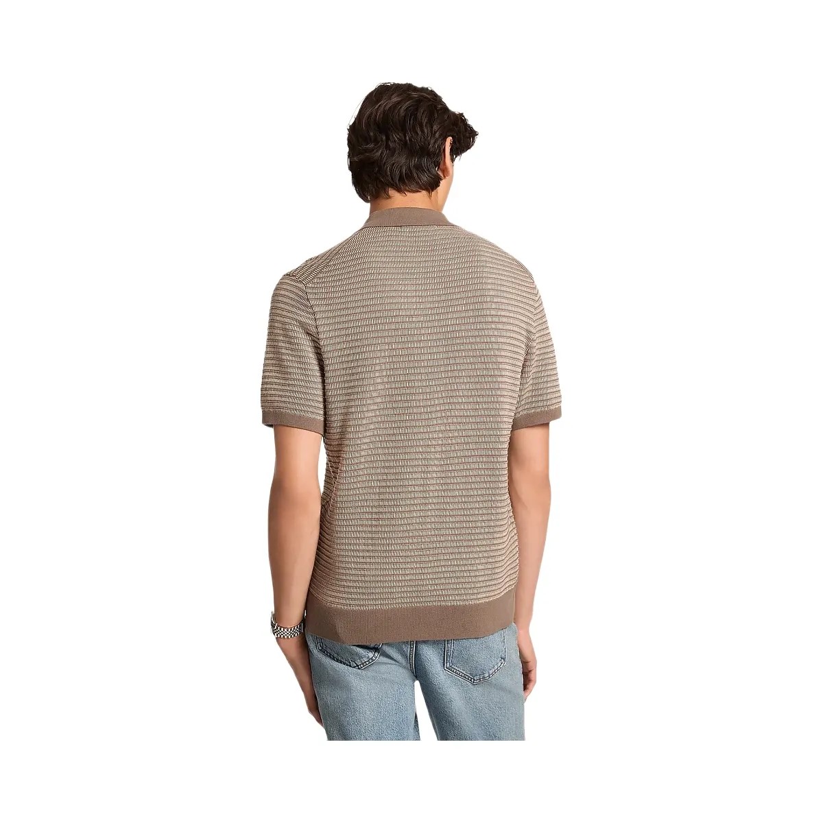 Michael Kors Two-Tone Knit Polo Shirt Mushroom - HypeFly India View 2