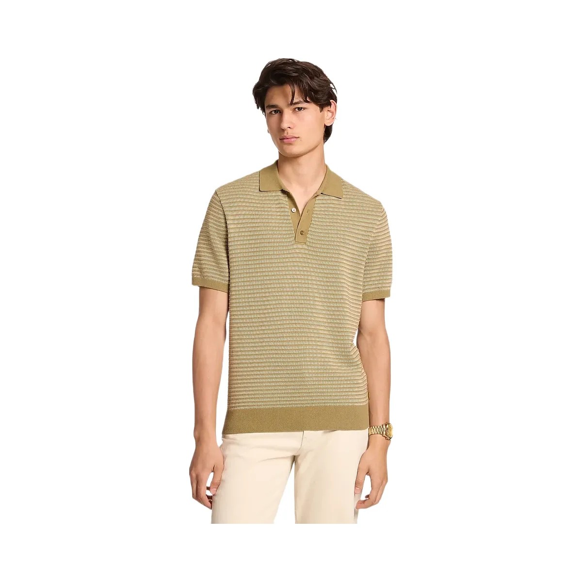 Michael Kors Two-Tone Knit Polo Shirt Oregano - HypeFly India View 1