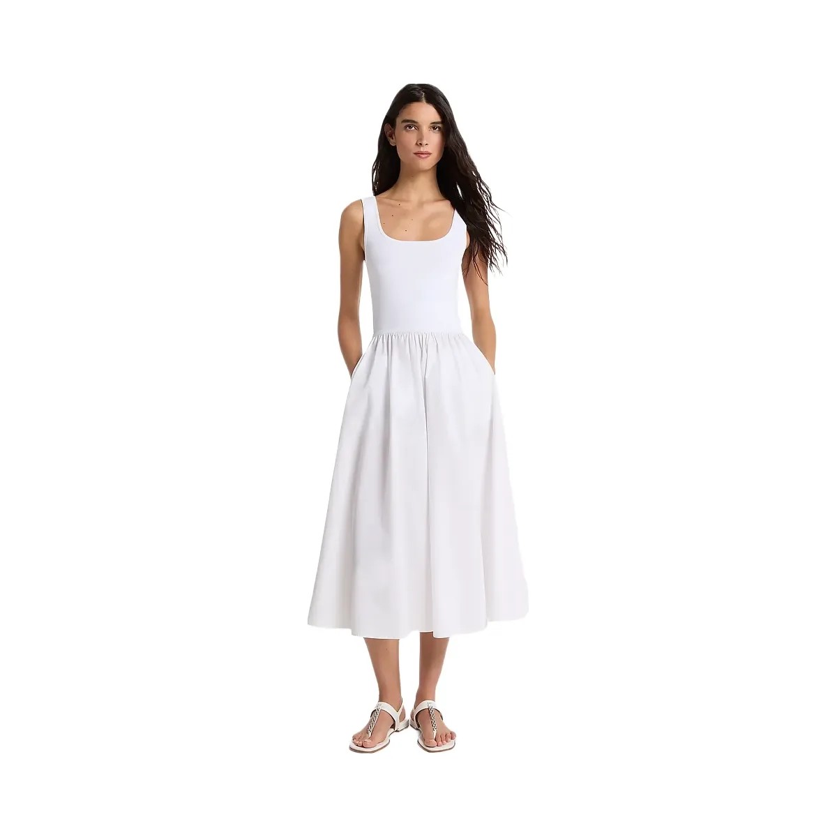 Michael Kors Viscose Blend Midi Dress White - HypeFly India View 1
