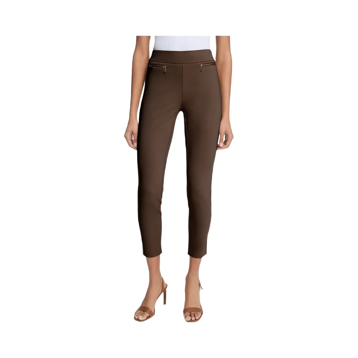 Michael Kors Viscose Blend Zip Pants Chocolate - HypeFly India View 1