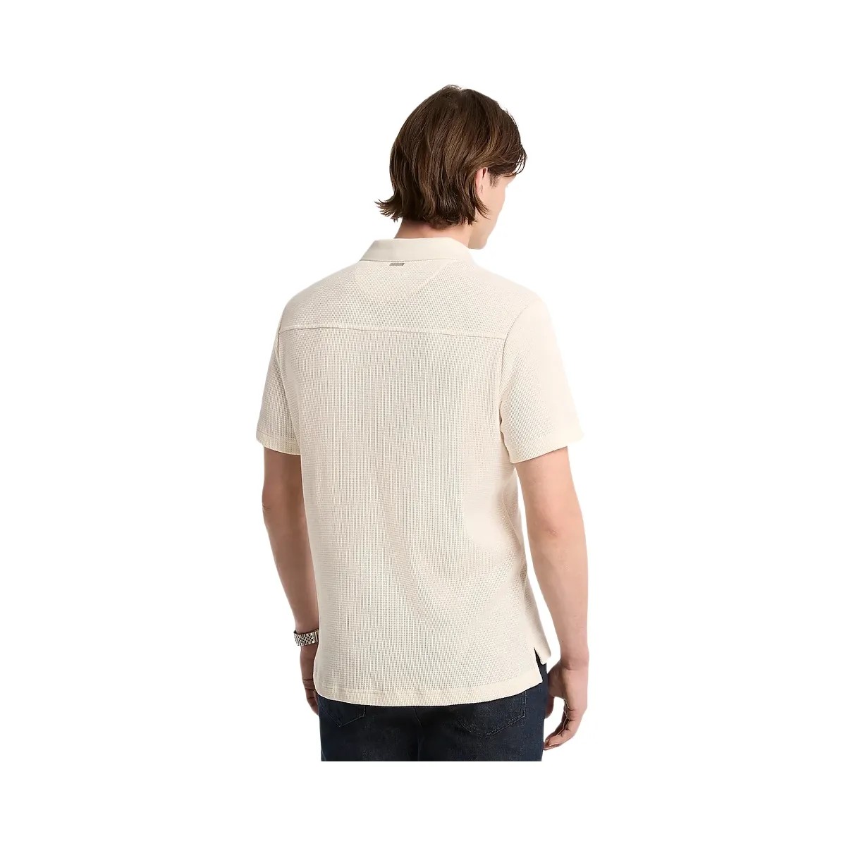Michael Kors Waffle Knit Polo Shirt Lt Cream - HypeFly India View 2