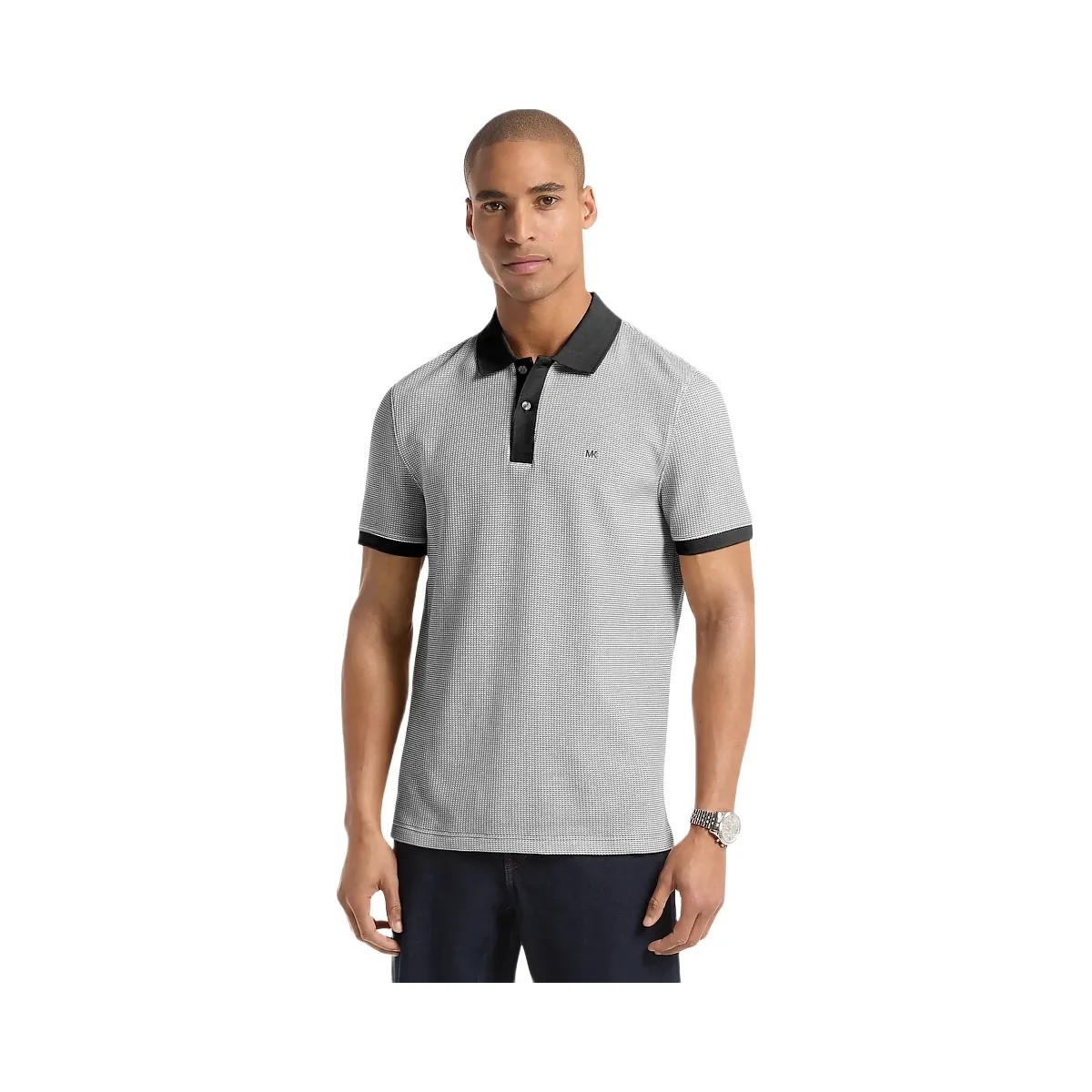 Michael Kors Waffle Stretch Cotton Polo Shirt Black - HypeFly India View 1