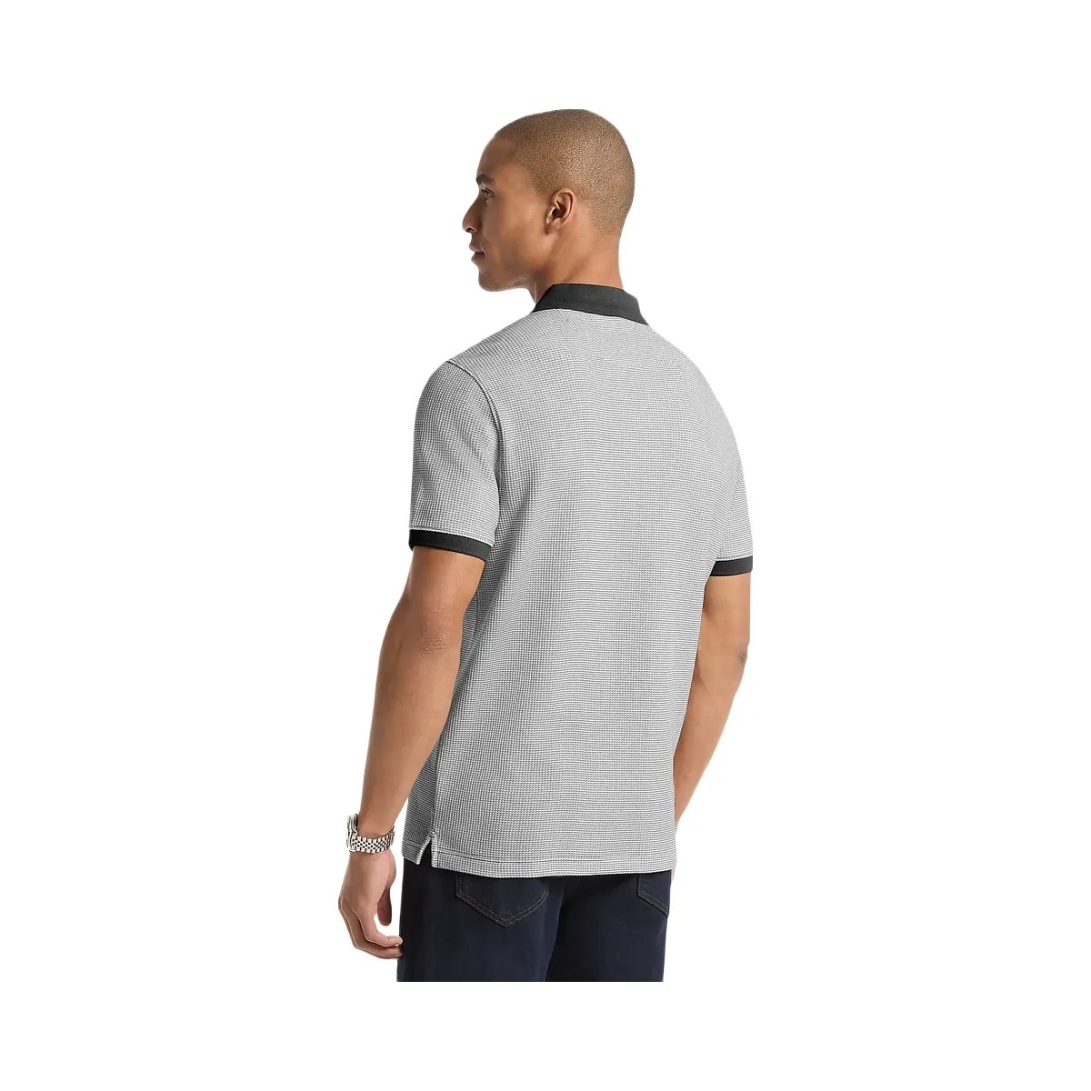 Michael Kors Waffle Stretch Cotton Polo Shirt Black - HypeFly India View 2