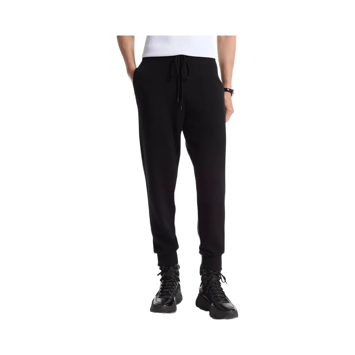 Michael Kors Wool and Cashmere Blend Joggers Black - HypeFly India View 4