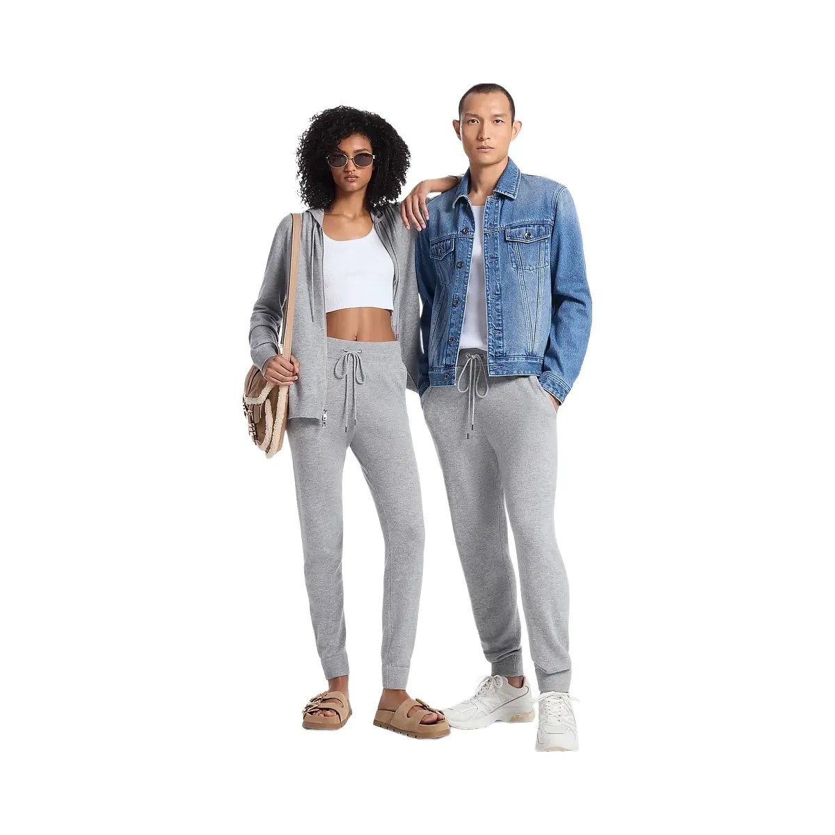 Michael Kors Wool and Cashmere Blend Joggers Heather Grey - HypeFly India View 1