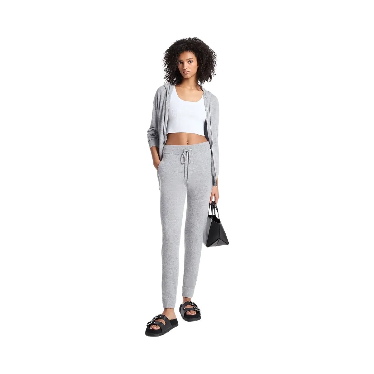 Michael Kors Wool and Cashmere Blend Joggers Heather Grey - HypeFly India View 2