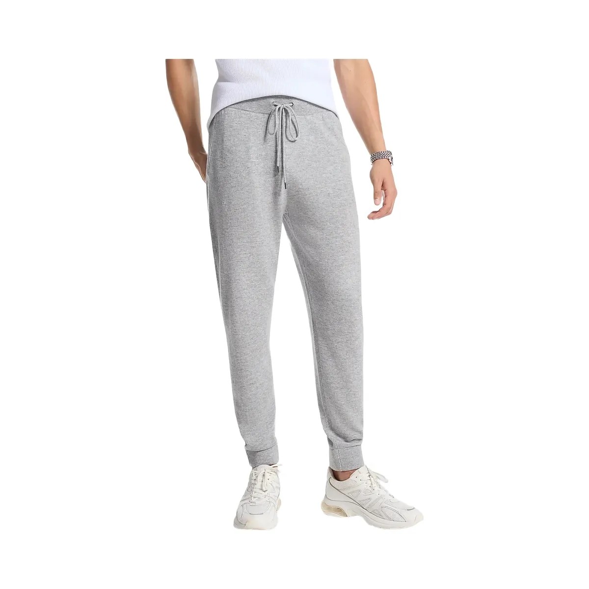 Michael Kors Wool and Cashmere Blend Joggers Heather Grey - HypeFly India View 4