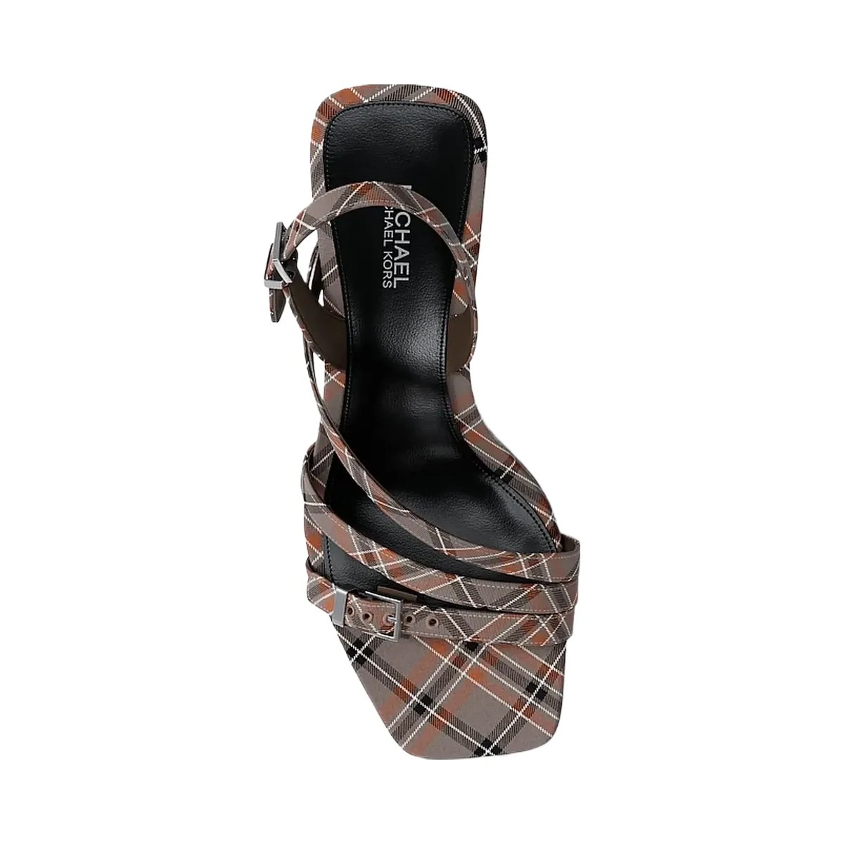 Michael Kors Yvette Plaid Print Sandal Mushroom Mlti - HypeFly India View 5