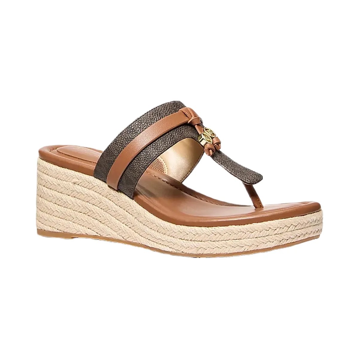 Michael Kors Zoe Signature Logo Wedge Sandal Brown - HypeFly India View 1