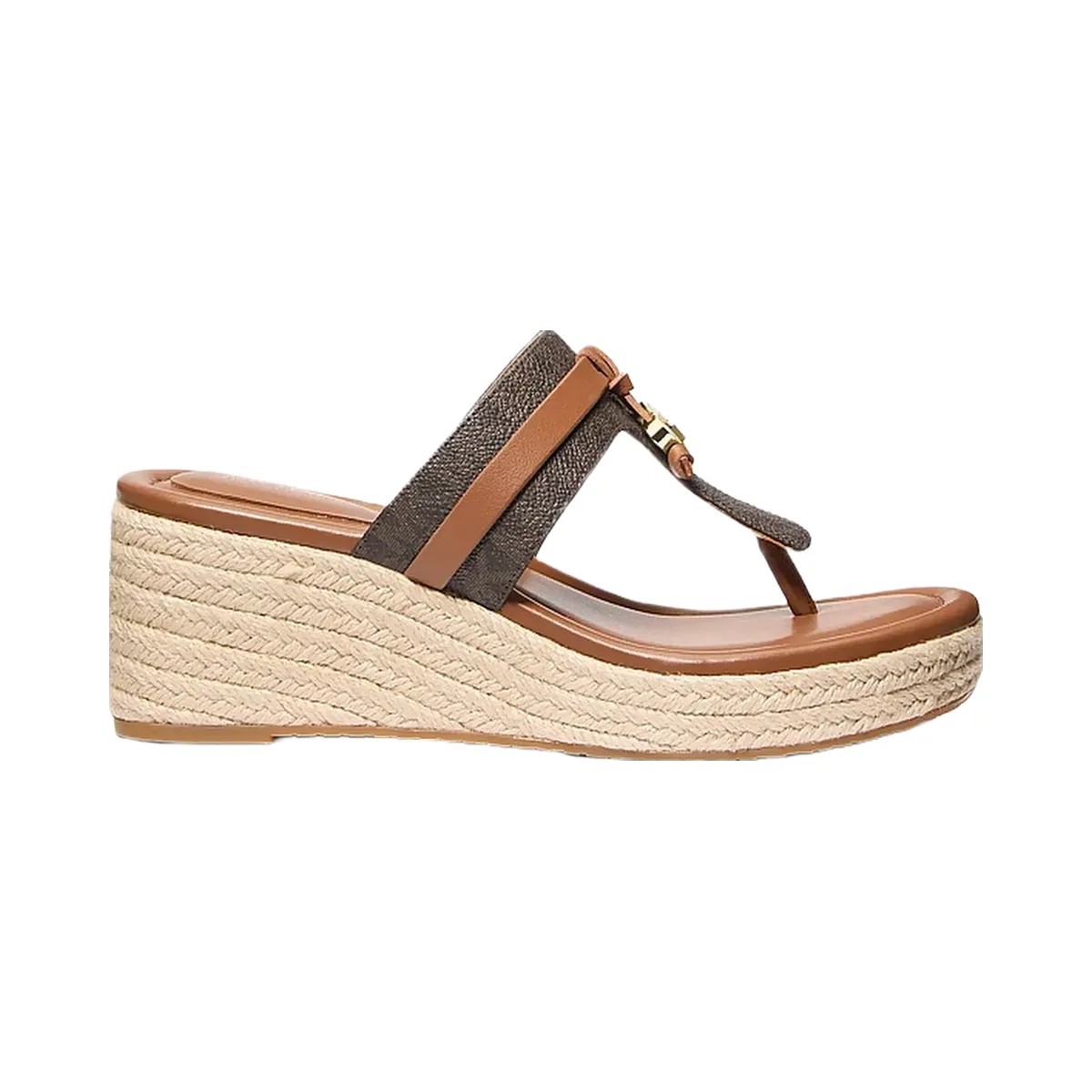 Michael Kors Zoe Signature Logo Wedge Sandal Brown - HypeFly India View 2