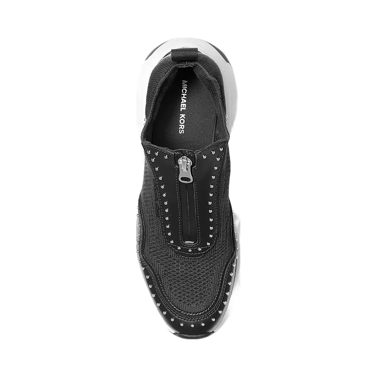 Michael Kors Zuma Studded Mixed-Media Trainer Black - HypeFly India View 3