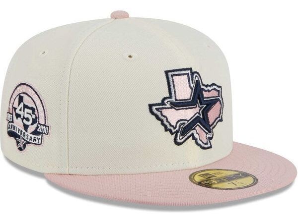 Houston Astros New Era Chrome Rogue 59FIFTY Fitted Hat - White/Pink - HypeFly India View 1