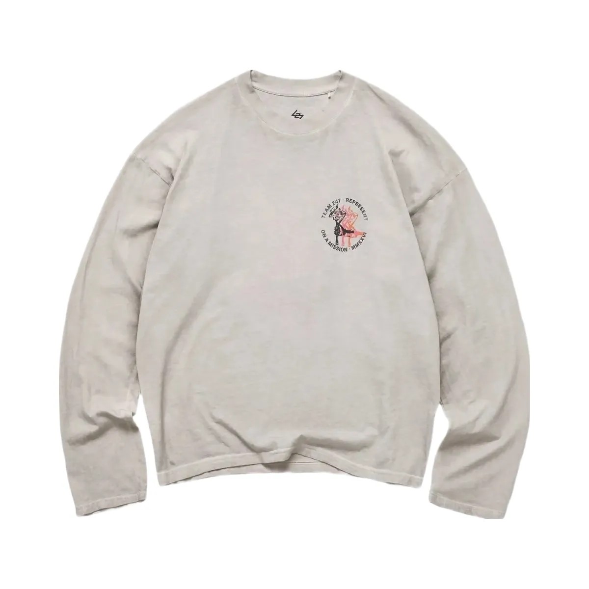 Represent 247 Torch Boxy Long Sleeve T Shirt Bleach Wash - HypeFly India View 1