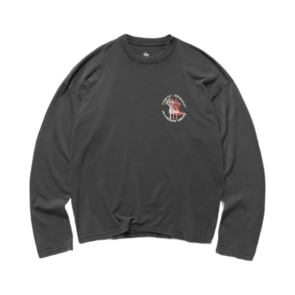 Represent 247 Torch Boxy Long Sleeve T Shirt Washed Black - HypeFly India View 1