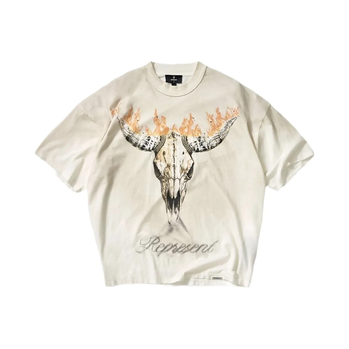Represent British Cowboys T Shirt Washed Ecru - HypeFly India View 1