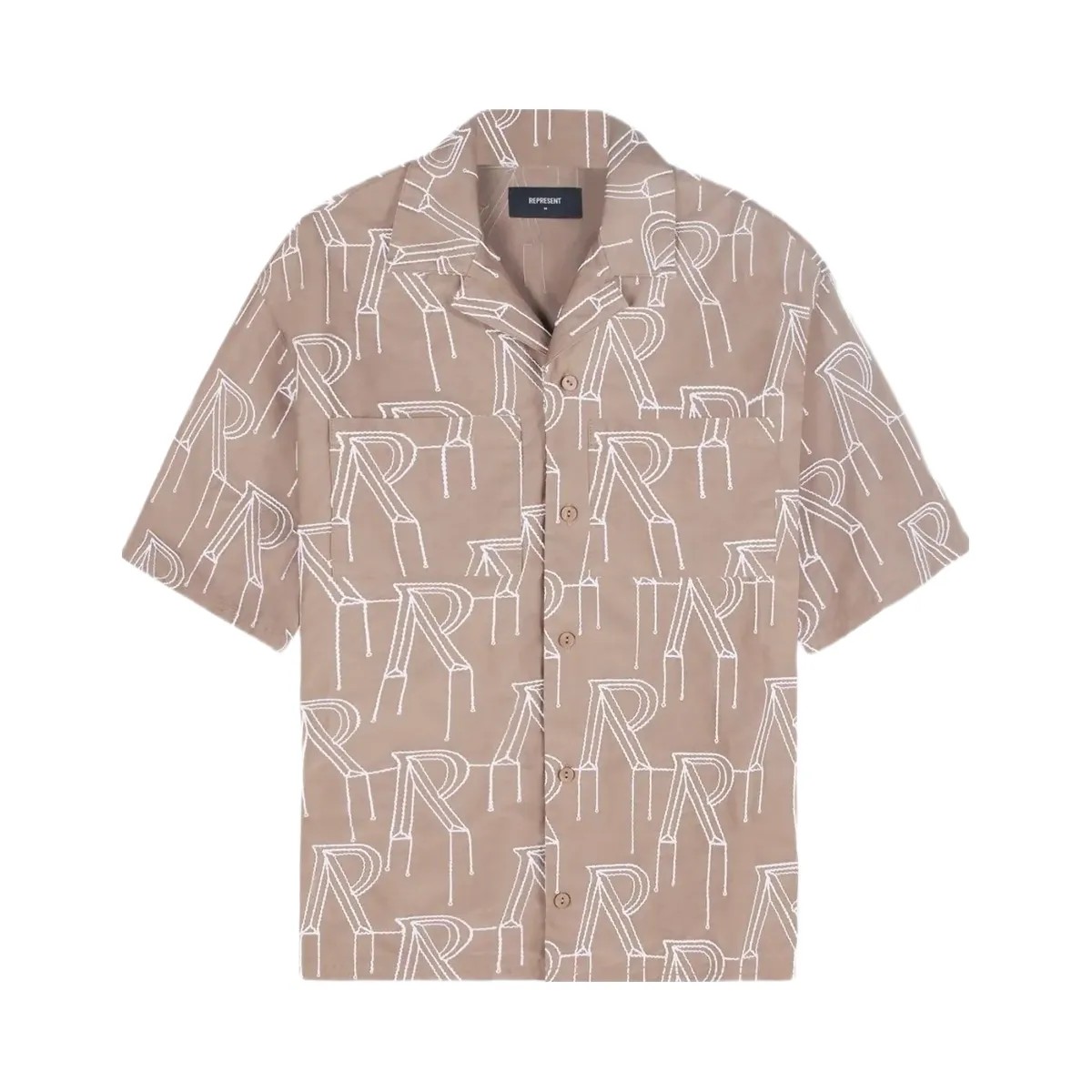 Represent Embroidered Initial Overshirt Washed Taupe - HypeFly India View 1