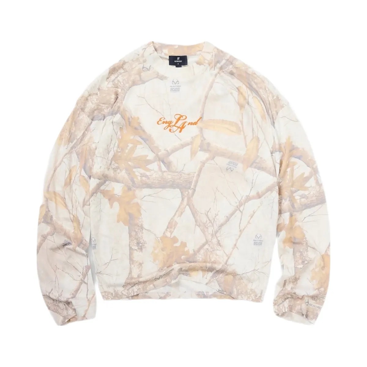 Represent England Long Sleeve T Shirt Washed White Real Tree Camo - HypeFly India View 1