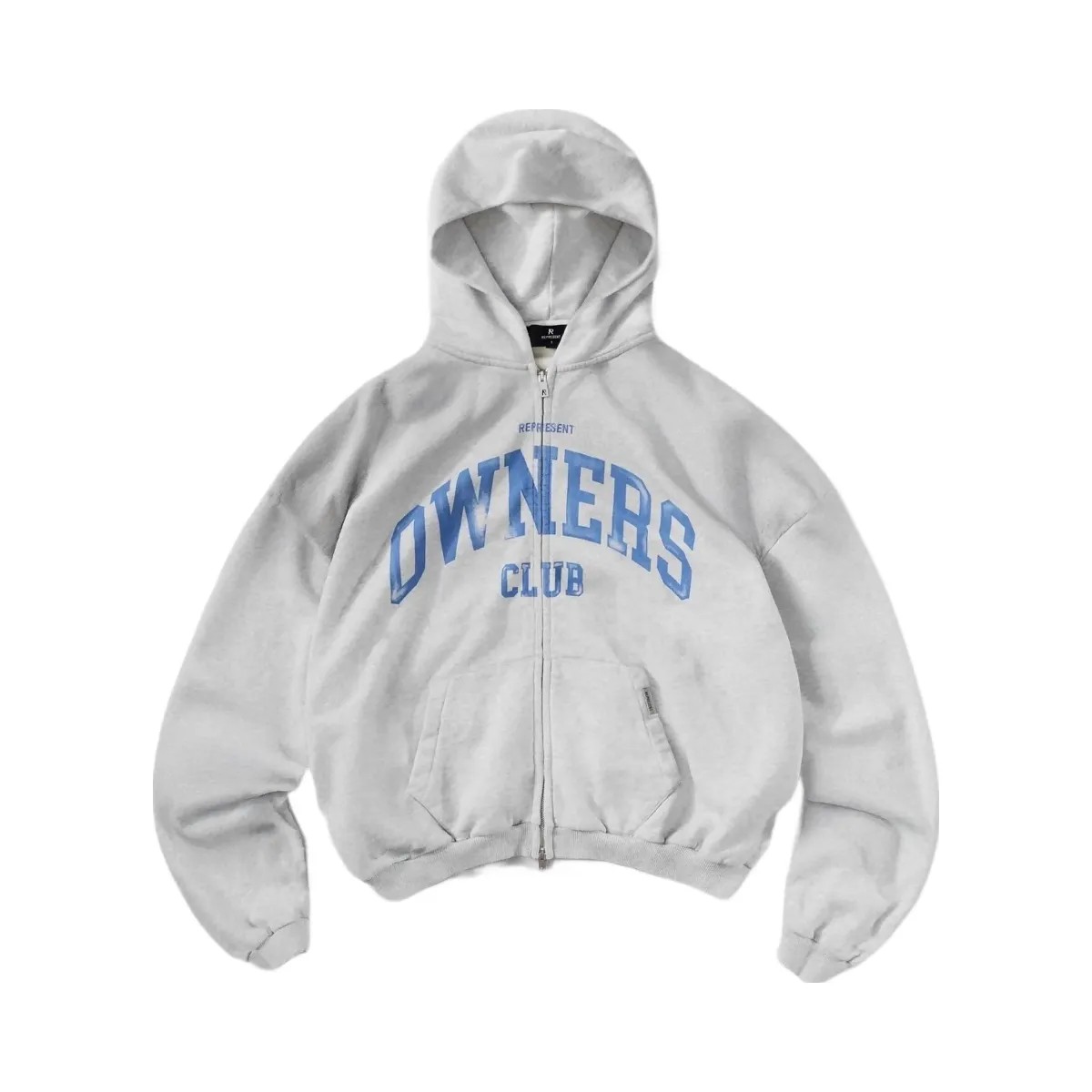 Represent Fw25 Represent Owners Club Zip Through Hoodie Sprayed Ice Grey Marl - HypeFly India View 1