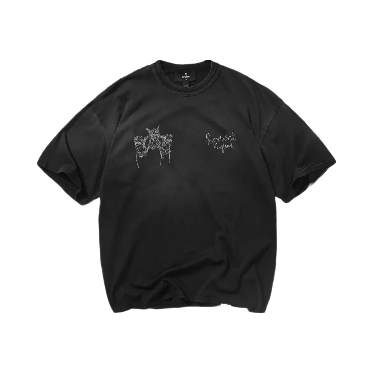 Represent Hand Drawn Thoroughbred T Shirt Aged Black - HypeFly India View 1