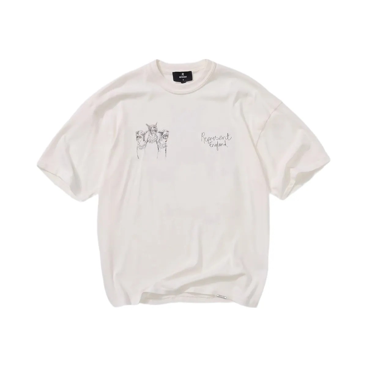 Represent Hand Drawn Thoroughbred T Shirt Flat White - HypeFly India View 1