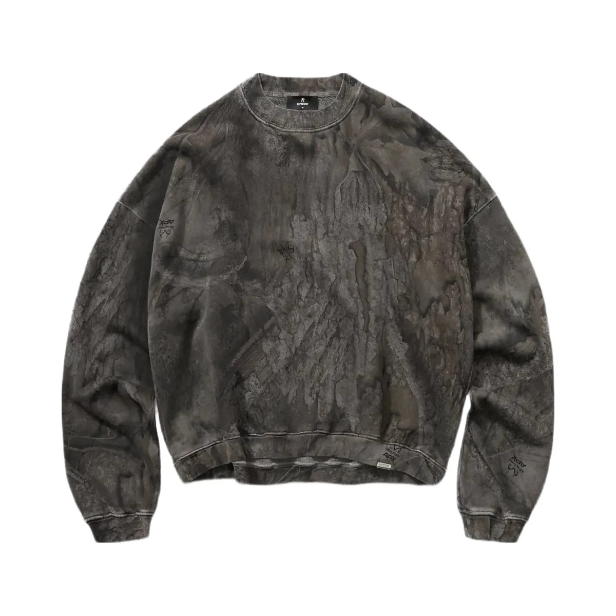 Represent Initial Overdye Realtree Boxy Sweater Overdyed Black - HypeFly India View 1