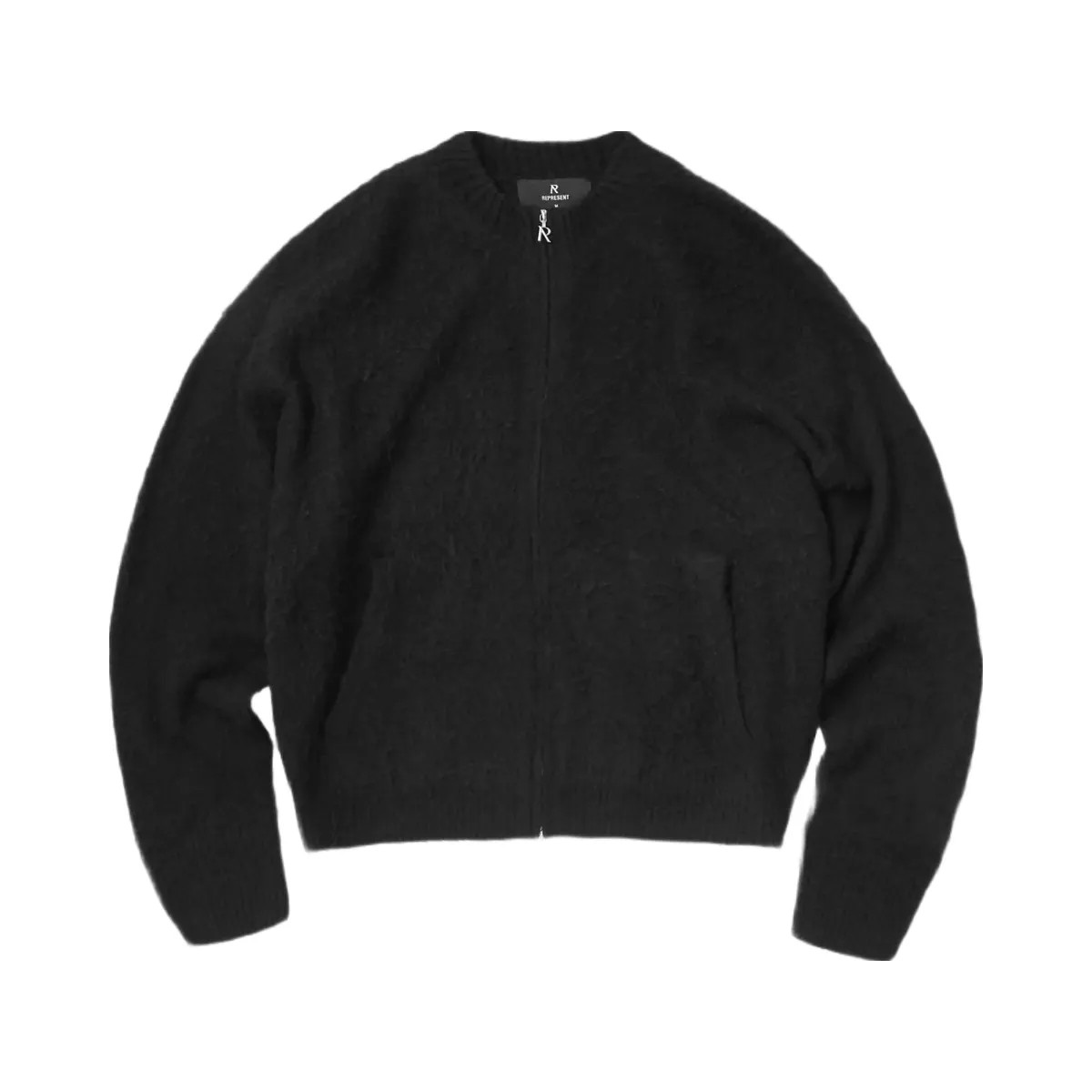 Represent Knitted Bomber Jacket Jet Black - HypeFly India View 1
