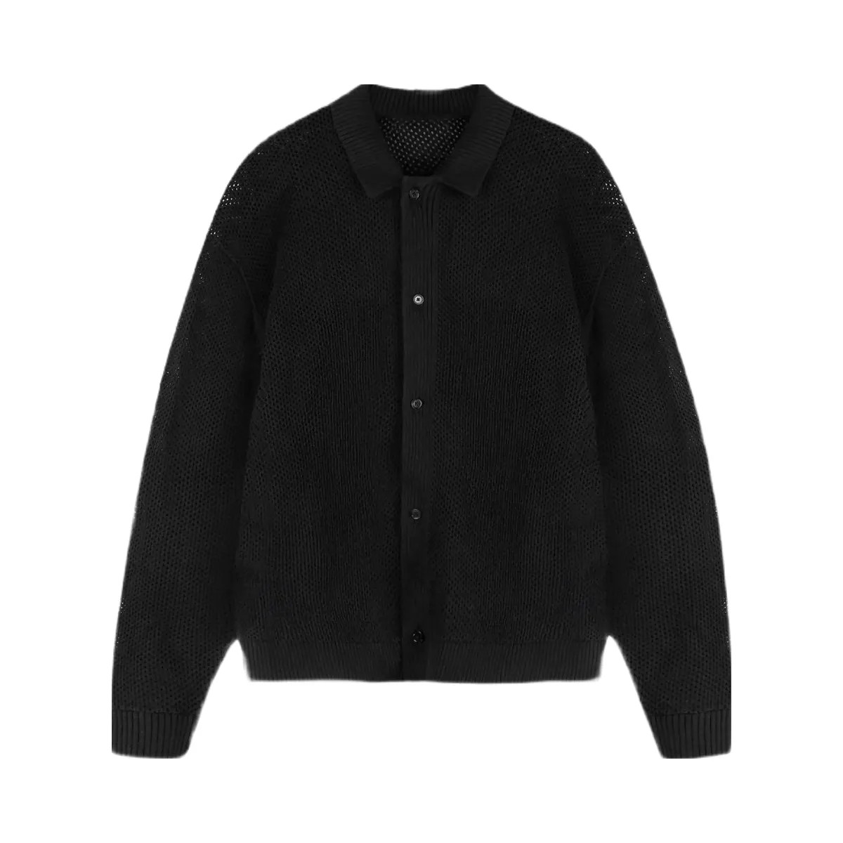 Represent Long Sleeve Mesh Knit Shirt Jet Black - HypeFly India View 1