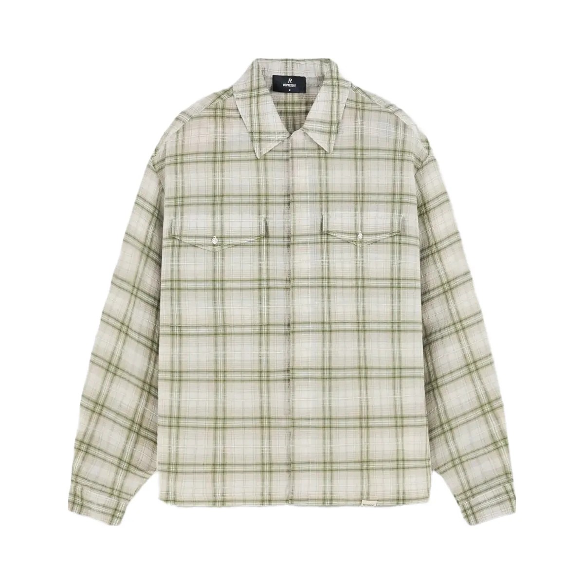 Represent Sheer Long Sleeve Flannel Shirt Green - HypeFly India View 1