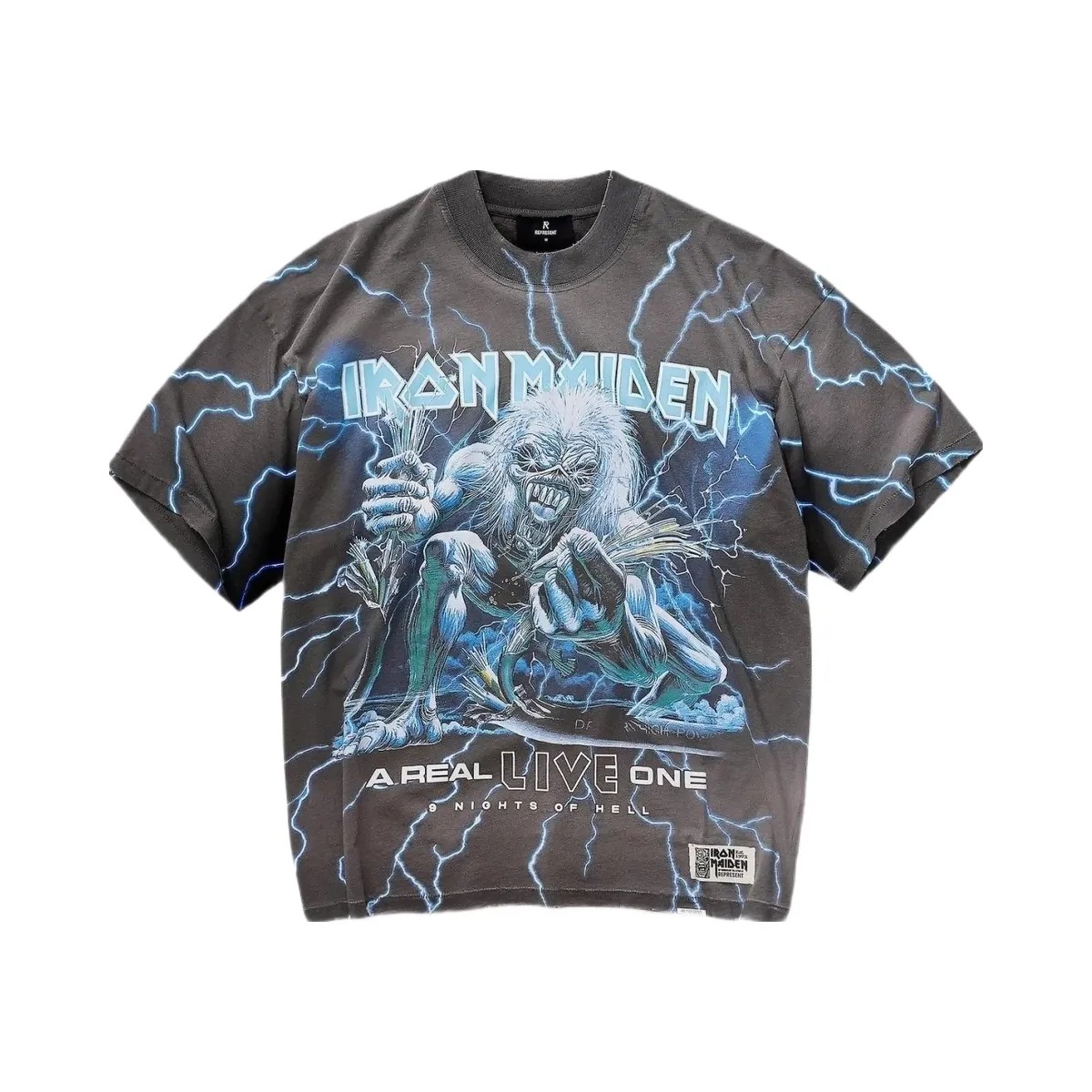Represent X Iron Maiden A Real Live One T Shirt Stained Brown - HypeFly India View 1