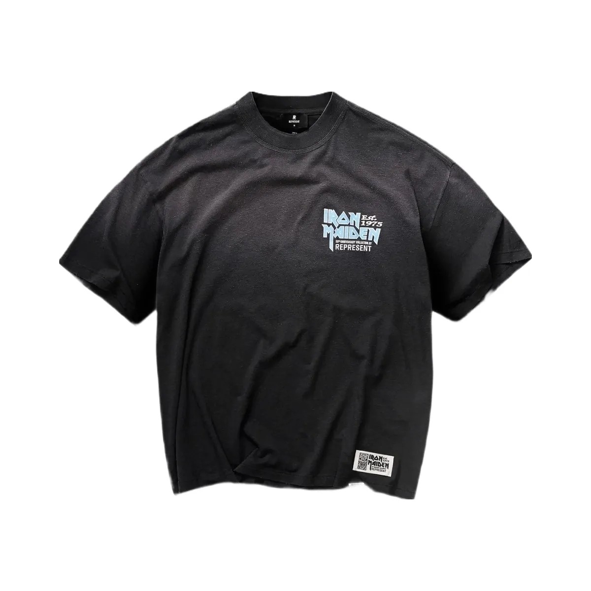 Represent X Iron Maiden Anniversary T Shirt Stained Black - HypeFly India View 1