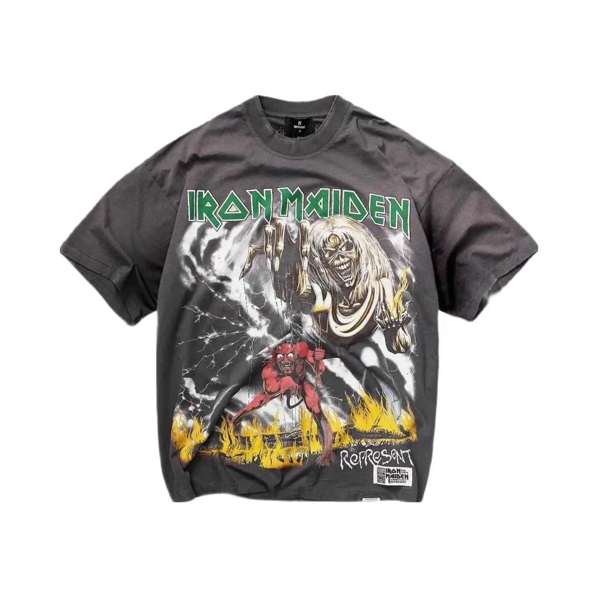 Represent X Iron Maiden Number Of Beast T Shirt Sunfade Grey - HypeFly India View 1