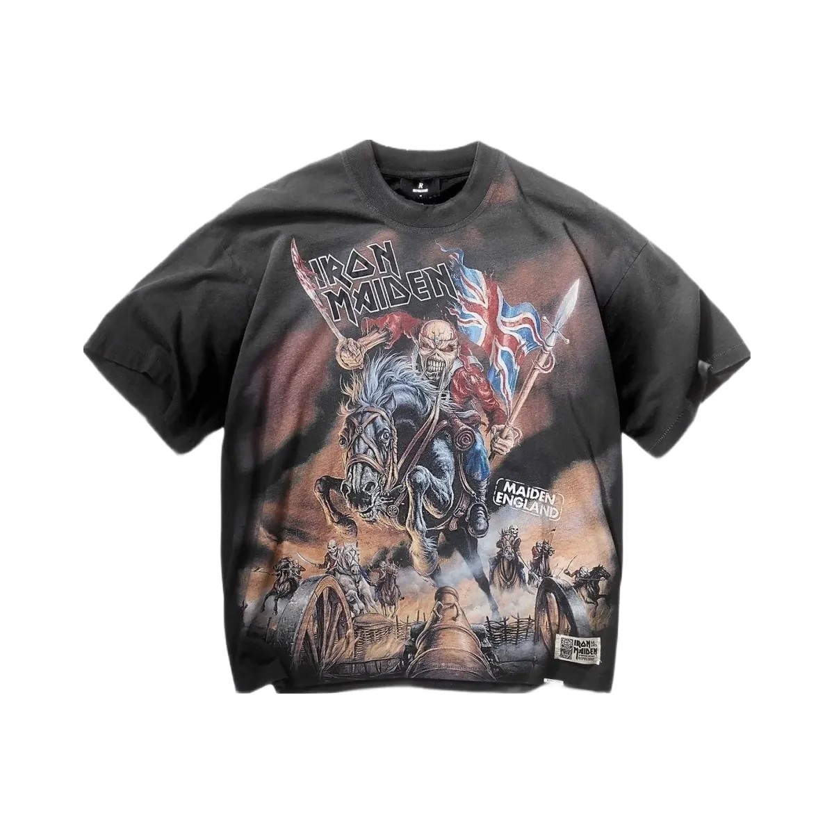 Represent X Iron Maiden Steed T Shirt Stained Black - HypeFly India View 1