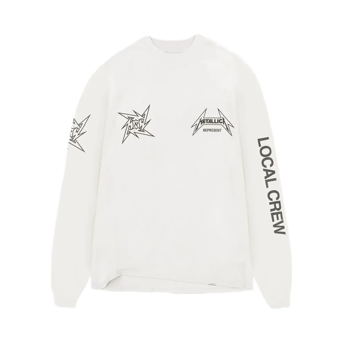 Represent X Metallica Local Crew Long Sleeve T Shirt Flat White - HypeFly India View 1