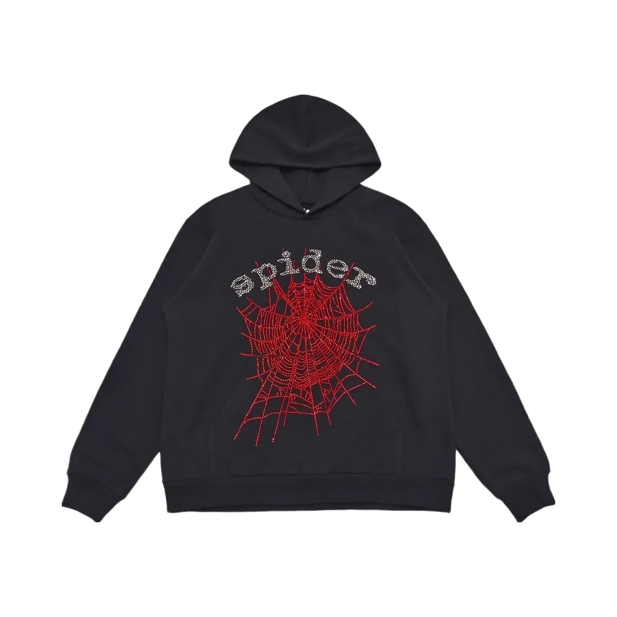 SP5DER Og Rhinestone Logo Hoodie Black - HypeFly India View 1