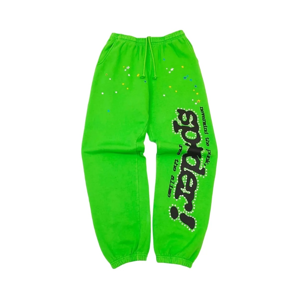 SP5DER Punk V2 Rhinestone Sweatpant Bright Green - HypeFly India View 1