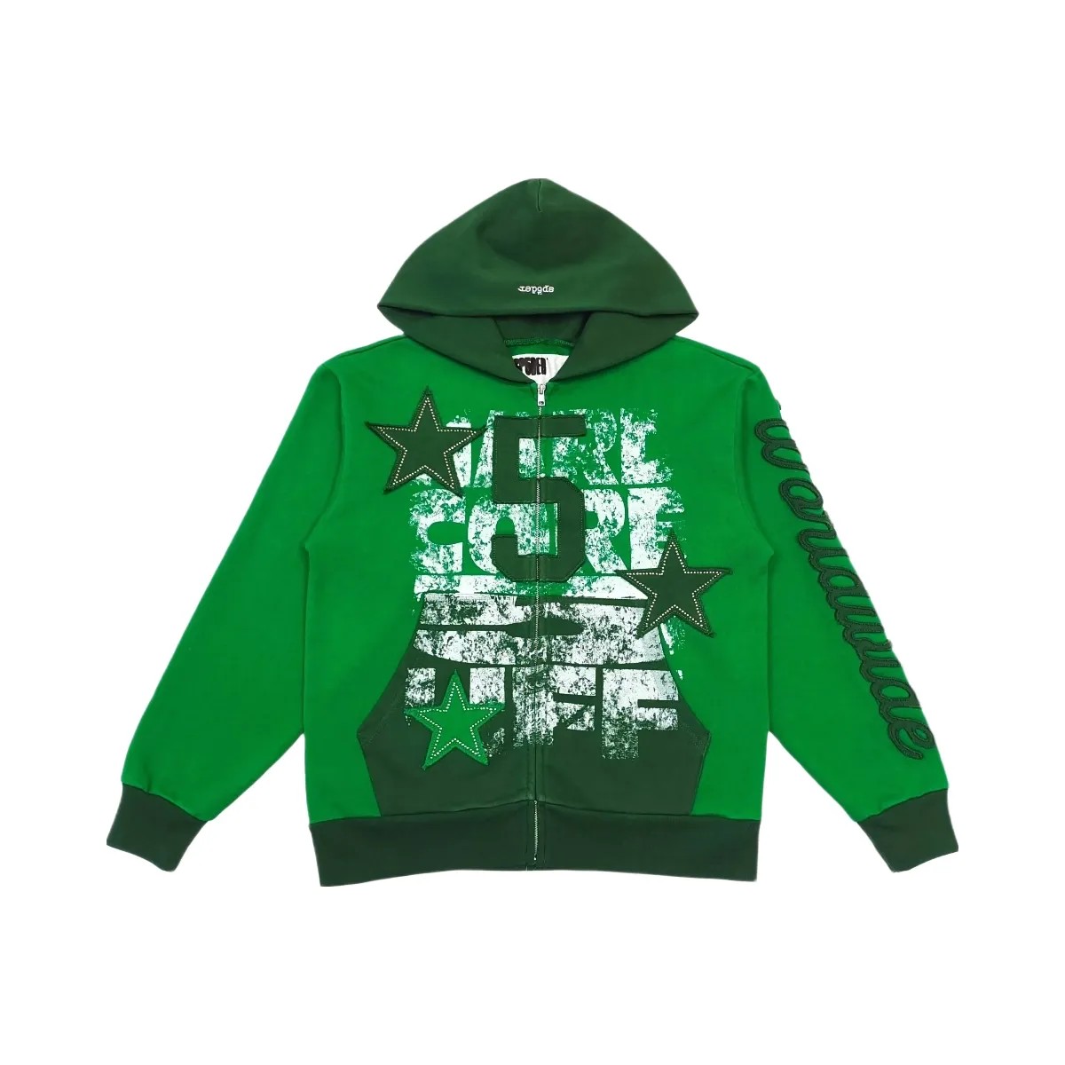 SP5DER Triple 5 Stitch Zip Up Hoodie Green - HypeFly India View 1