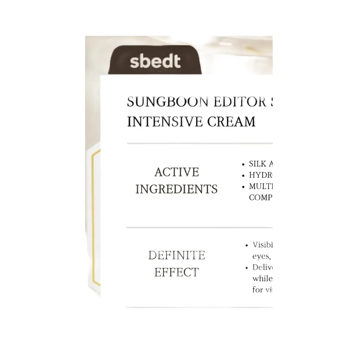 SUNGBOON EDITOR Silk Peptide EGF Intensive Cream - HypeFly India View 5