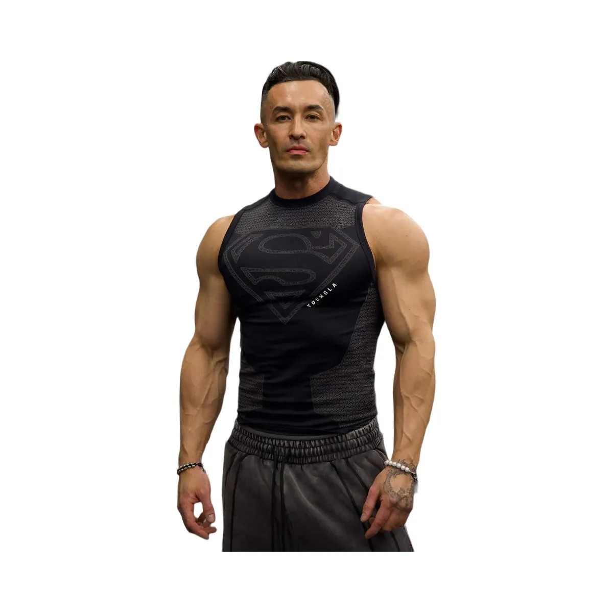 YoungLA Superman Compression Tanks 'Black' - HypeFly India View 1